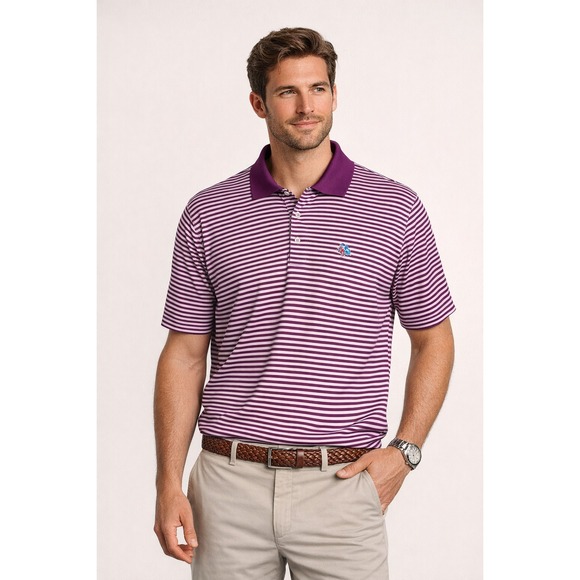 Peter Millar Other - Peter Millar Summer Comfort Polo XL Purple Stripe Golf Performance Shirt Mens